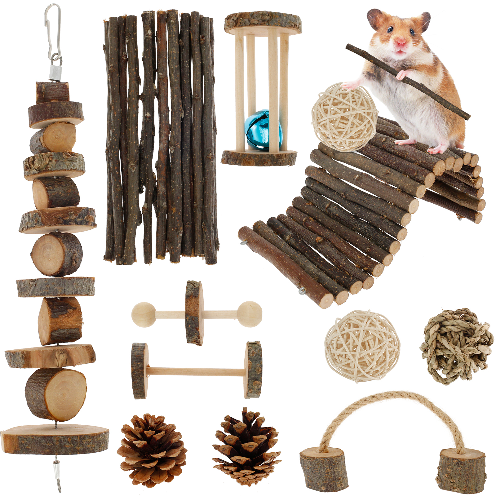 Woodworking Rabbet - Hamster Toys Set Rabbit Mouse Natural