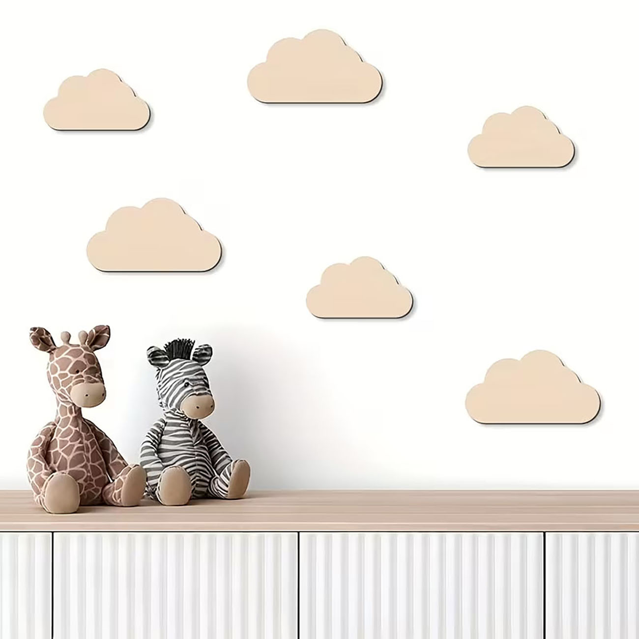 Xfasten Woodworking Tape - 6Pcs Beige Wooden Cloud Wall Decor