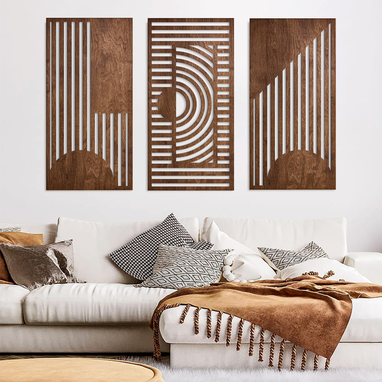 Woodworking Veneer - 3 Pcs Geometric Wood Wall Art