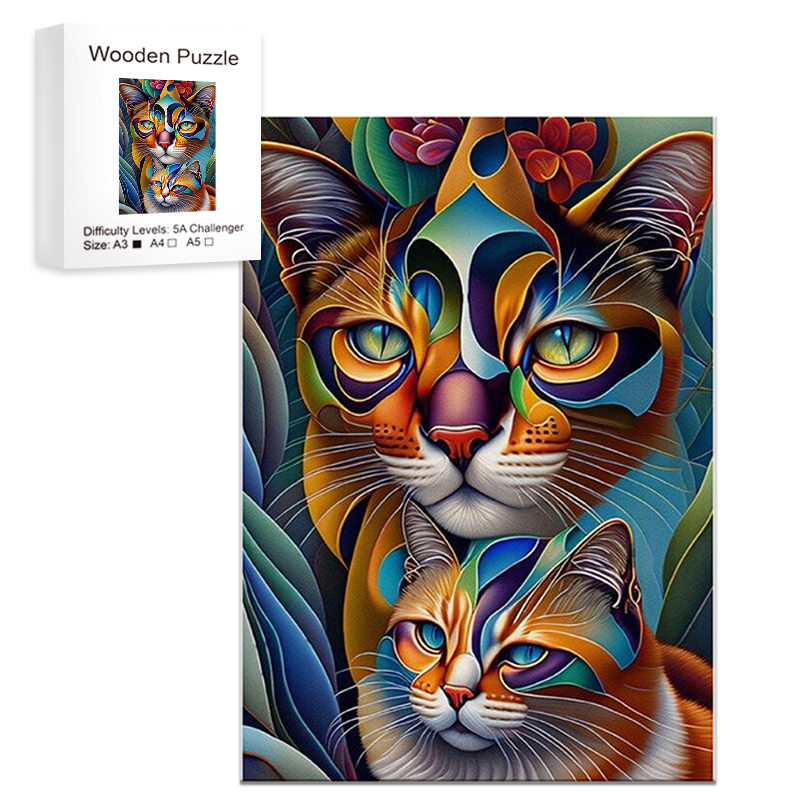 Woodworking Game - Two Cat Wooden Puzzles Games, Uniquely