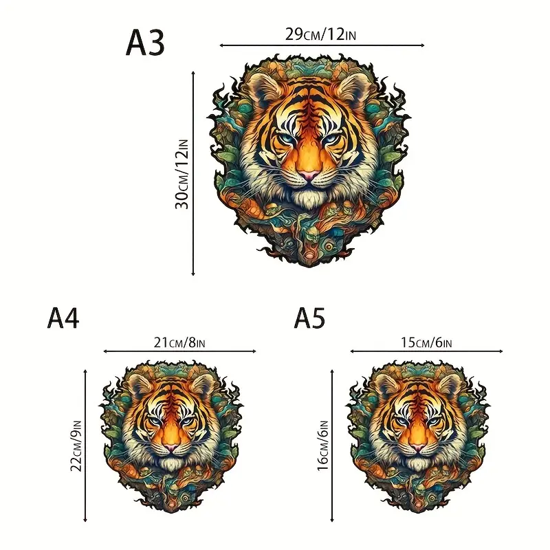Tiger Wooden Jigsaw Puzzle, Un - Woodworking Game ulasan dan harga