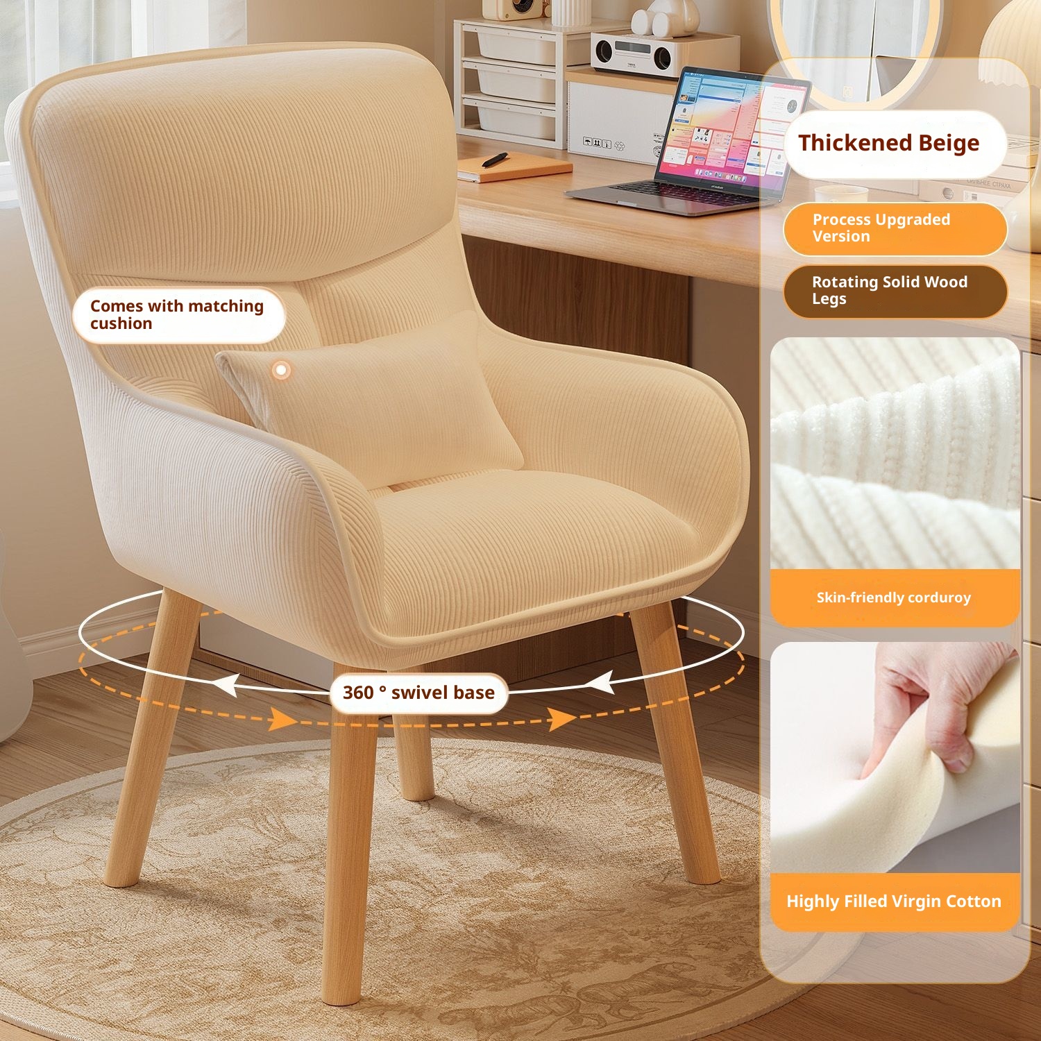 Bedroom chair, backrest makeup - Woodworking Veneer ulasan dan harga