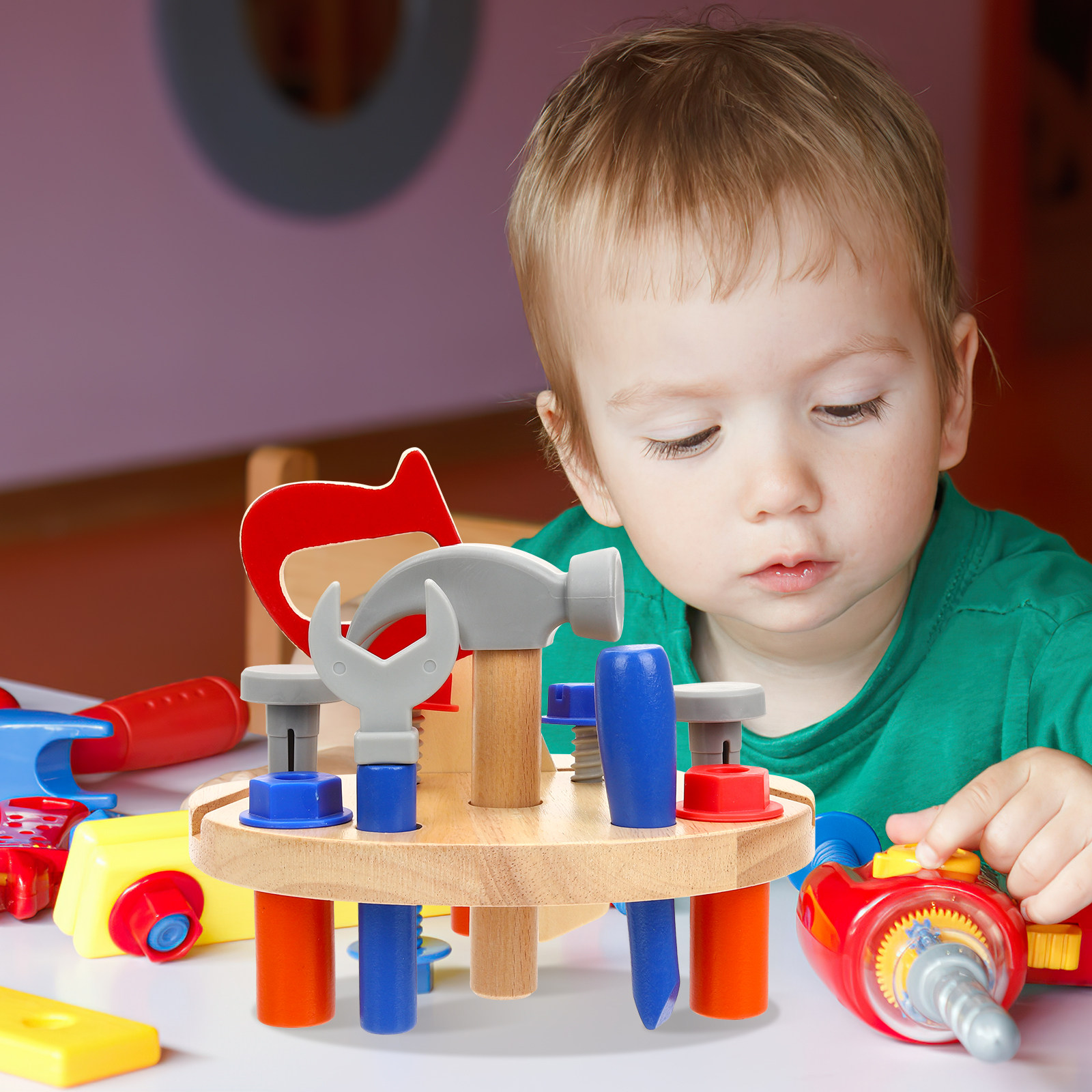 1Set Kids Repairing Kit Colorf - Woodworking Simulator ulasan dan harga