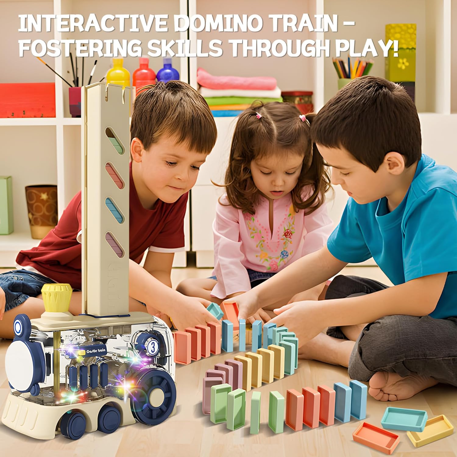 Domino Train Toy, 80 PCS Kids  - Woodworking Domino ulasan dan harga
