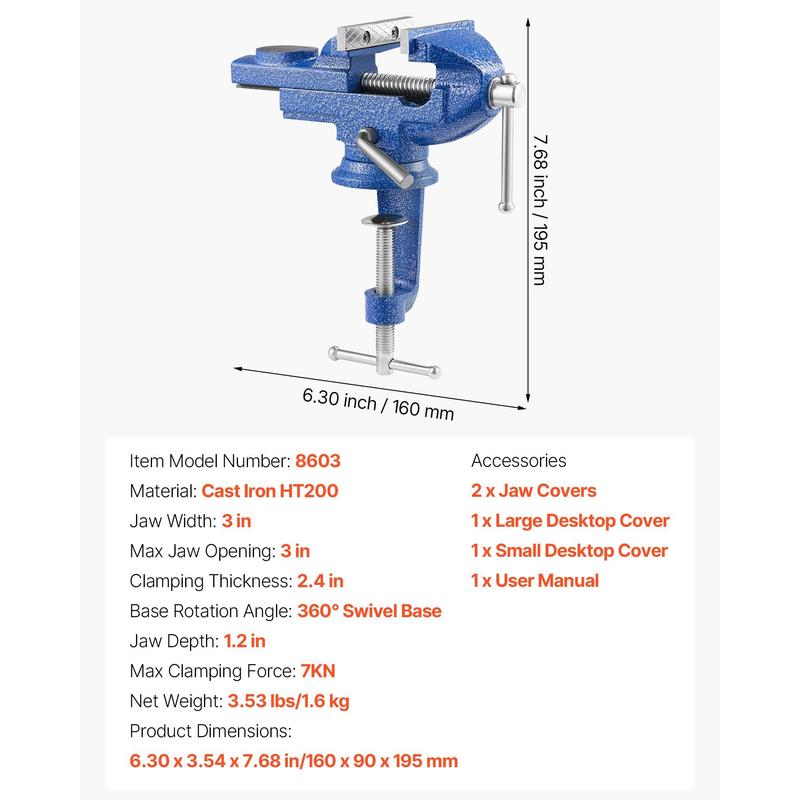 Bench Vise, 3 Inch, Portable W - Woodworking Vise For Workbench ulasan dan harga