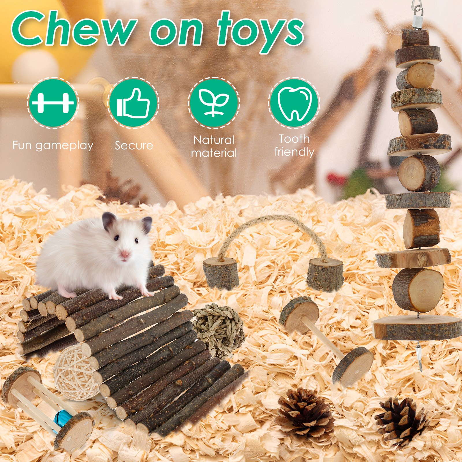 Hamster Toys Set Rabbit Mouse  - Woodworking Rabbet ulasan dan harga