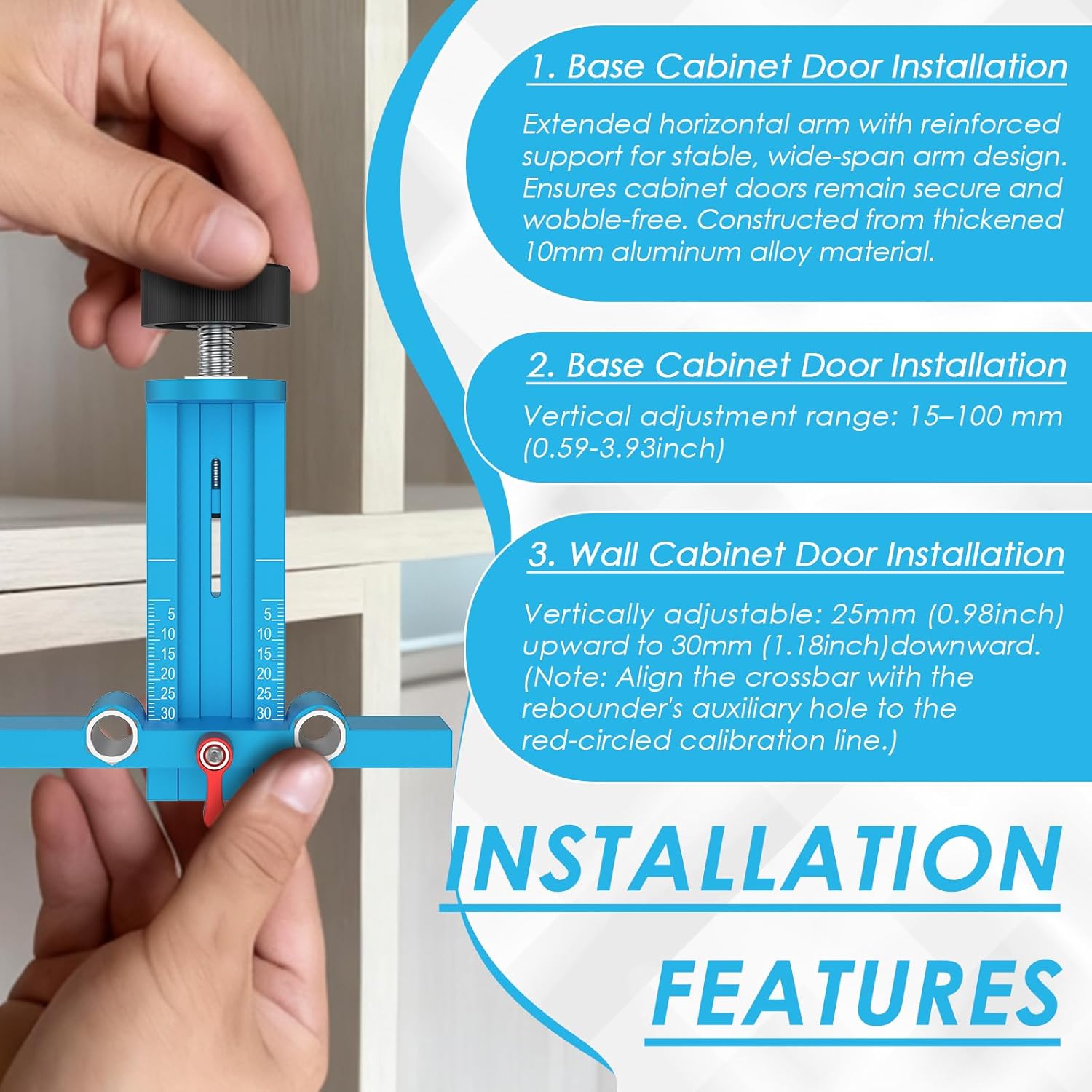 3 in 1 Cabinet Door Mounting J - Woodworking Jig ulasan dan harga