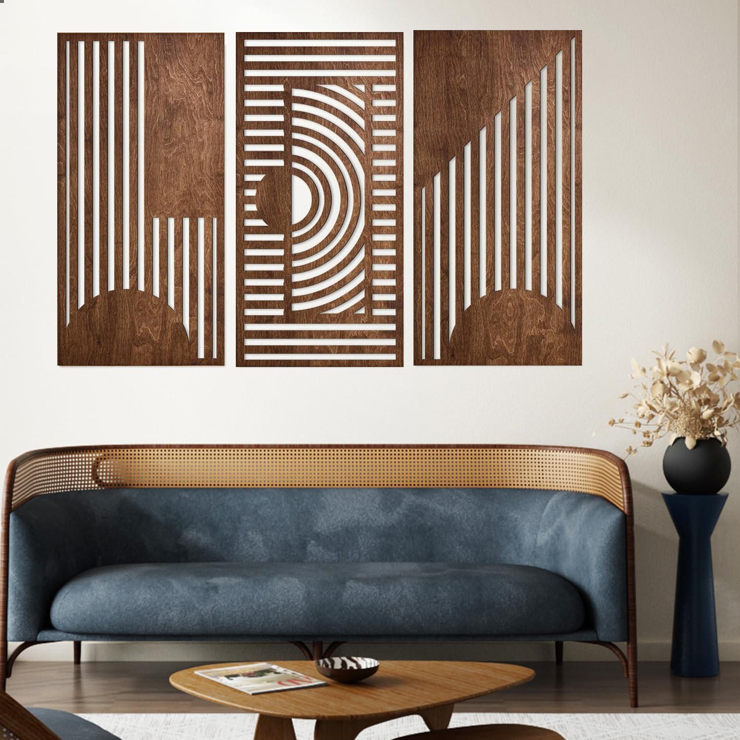 3 Pcs Geometric Wood Wall Art  - Woodworking Veneer ulasan dan harga