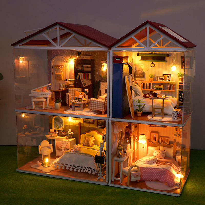 DIY Wooden Dollhouse Mini Bedr - Woodworking Veneer ulasan dan harga