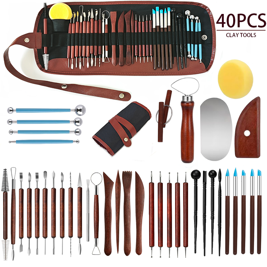 25/40Pcs Pottery & Clay Sculpt - Wood Chisel Set ulasan dan harga